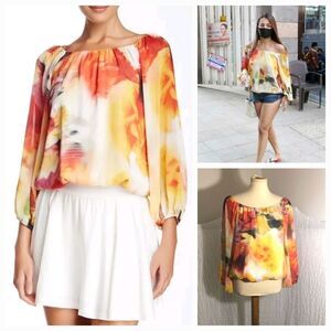 Alice & Olivia Alto Peasant Floral Top Size Small